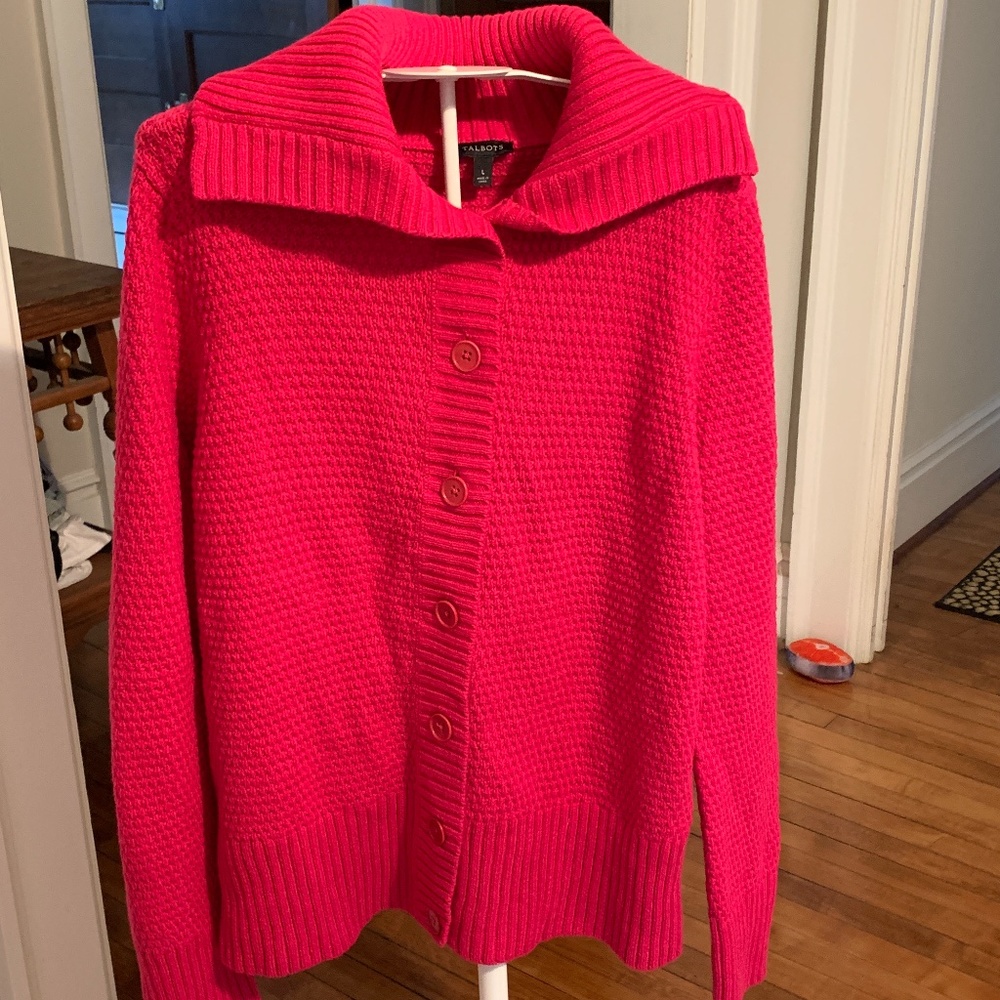 Talbots cotton blend shawl collar sweater. Never‎ worn. Retail 160